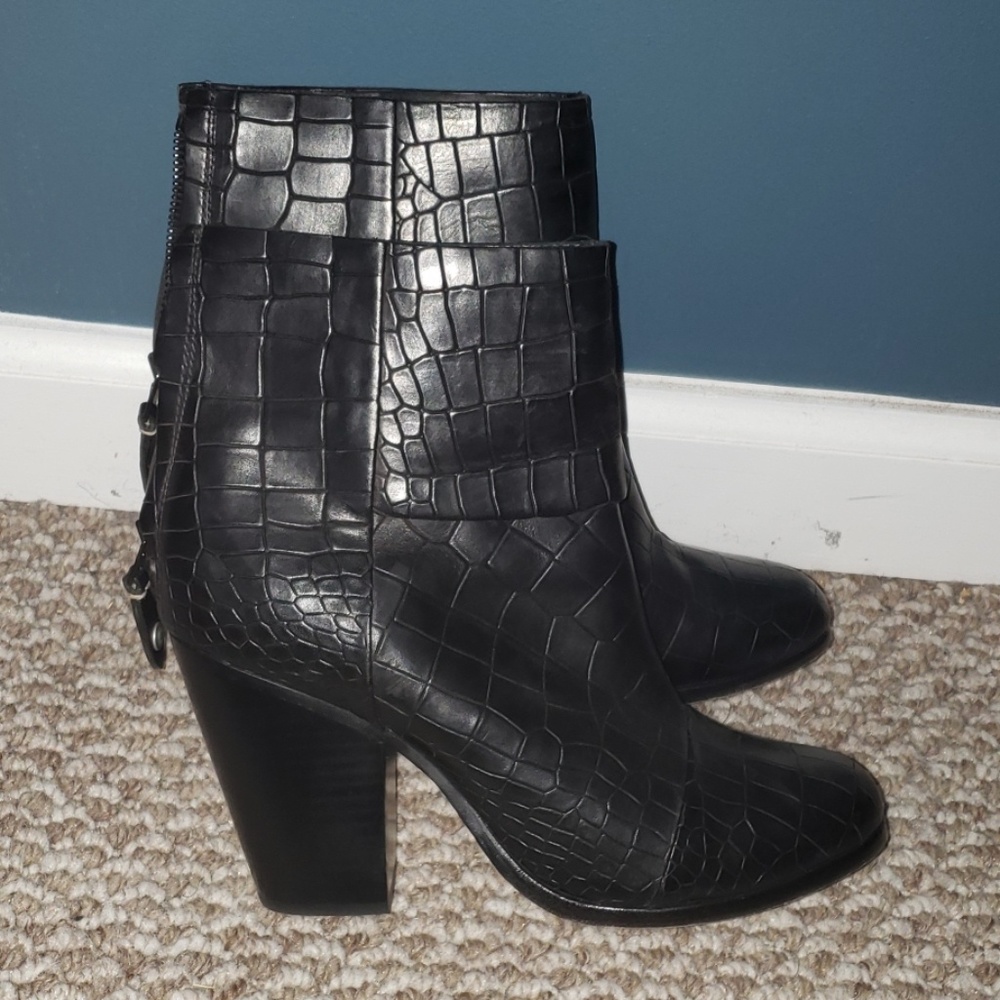Rag  & Bone leather croc print booties